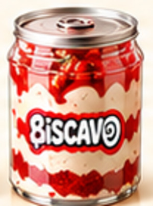 Illustration of the BISCAVO Strawberry Cheesecake can