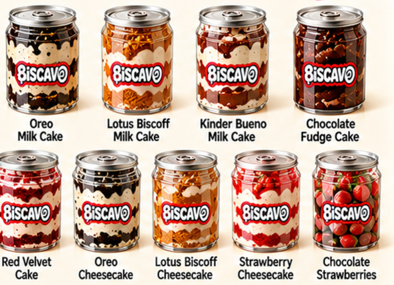 Illustration of BISCAVO dessert cans