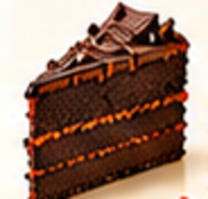 Illustration of a chocolate fudge cake slice