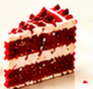 Illustration of a red velvet cake slice